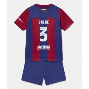 Barcelona Alejandro Balde #3 Hjemmebanesæt Børn 2023-24 Kort ærmer (+ korte bukser)